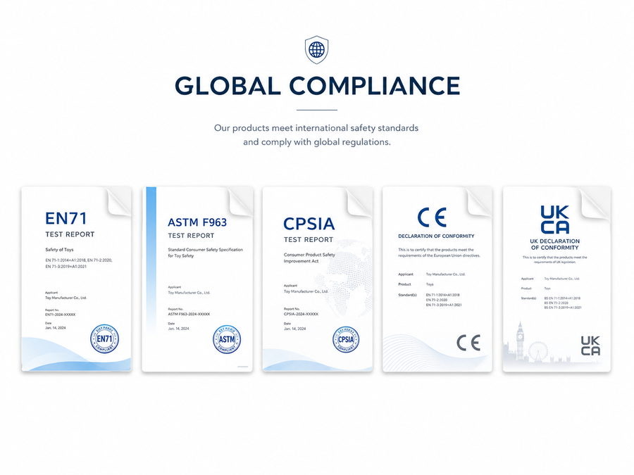 Global compliance toy testing concept